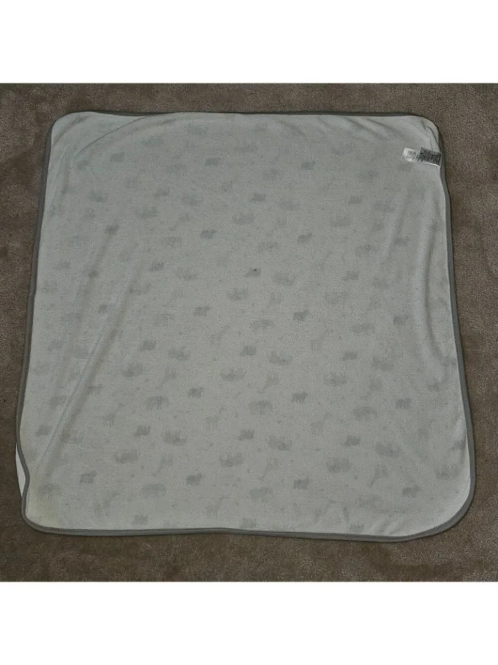 Carter's Just One You Gray White Receiving Blanket Elephant Sheep Giraffe Bear